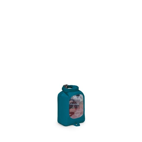side view of the Ultralight Dry Sack w/ Window 3L in color waterfrontblue
