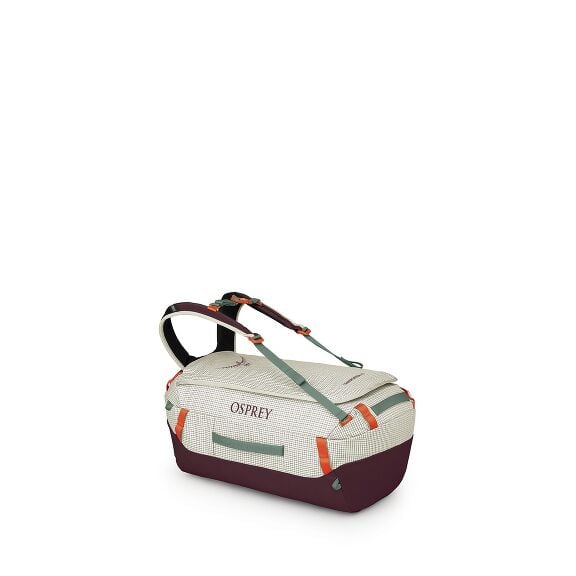 Side image of Osprey's Transporter duffel 40 in the color Mystery White