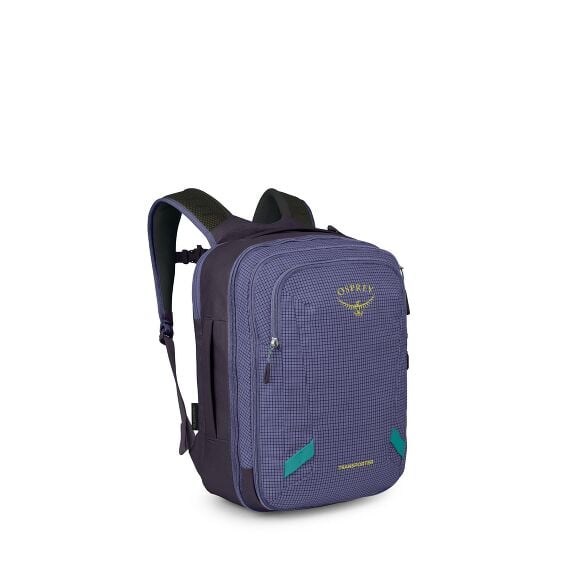 Side image of Osprey's Transporter Travel Pack 26+6 in the color Pine Leaf