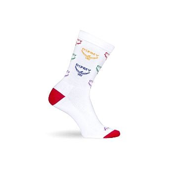 side view of the Flock of Pride Pattern Sock in color white